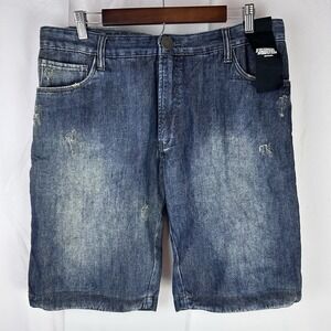 Fighting Rooster Baggy Shorts Mens 34 Denim Jean 11"‎ Hidden Pockets Stash